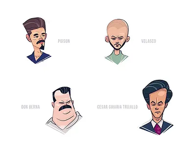 Narcos Characters cartoon character characterdesign fun mafia narcos narcos3 pablo escobar pablo moreno process spovv