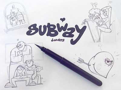 Subway Lovers badoo cartoon character characterdesign drawing fun illustration love lovers pen pencil process sketch sketchbook spovv subway tinder