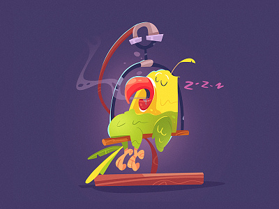 Good Night cartoon character characterdesign coloring drawing fun goodnight illustration parrot pencil process sketch sketchbook sleep spovv