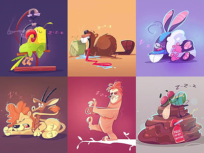 Sweet Dreams animals cartoon character characterdesign cute dream fun illustration process spovv sweet sweetdreams