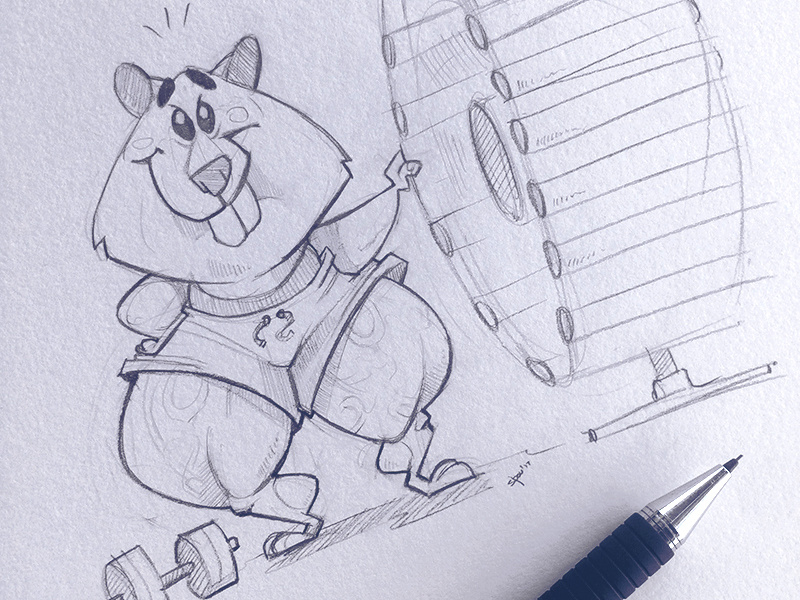 Don't Miss Leg Day hamster fitness legday pen sketchbook pencil spovv cartoon illustration sketch characterdesign drawing fun character