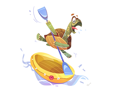 Time To Travel adventure boat cartoon character characterdesign coloring drawing fun illustration process rafting spovv travel turtle