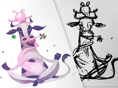 Make it simple! cartoon character characterdesign coloring coloringprocess cow drawing fun illustration process sketch spovv videoprocess yoga yoga pose