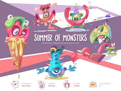 Shopy cartoon character characterdesign collection coloring fun ice cream icecream illustration mad monster monsters shop spovv summer summertime