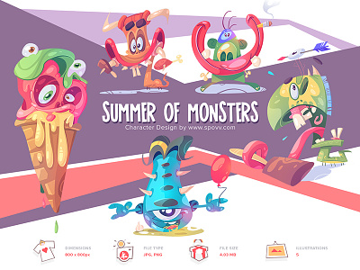Shopy cartoon character characterdesign collection coloring fun ice cream icecream illustration mad monster monsters shop spovv summer summertime