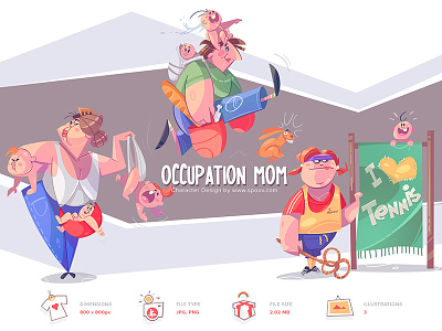 Shopy cartoon character characterdesign fun illustration job kid kids mama mom moments mother motherhood mothers day mothersday occupation overtime spovv work