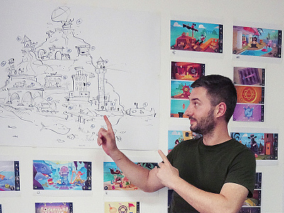A new game on the horizon! adventure adventure game cartoon character characterdesign design drawing fun game game design gameapp illustration island level design process sketch spovv