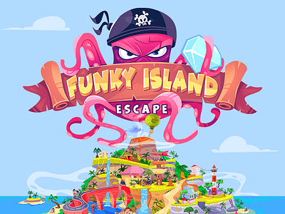 Escape Funky Island adventure cartoon character characterdesign coloring drawing escape fun game gamedesign illustration island process spovv