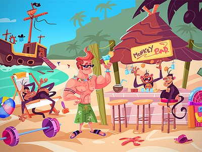 Beach Party! adventure beach beach party cartoon character characterdesign drawing escape fun game game design illustration island party puzzle spovv