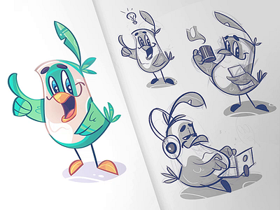 In the Office bird cartoon character characterdesign chicken coloring drawing fun illustration office poulet process sketch spovv