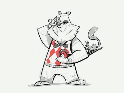 🎩 Aristocrat bear cartoon character characterdesign drawing fun game grizzly grizzly bear illustration process sketch spovv squirrel