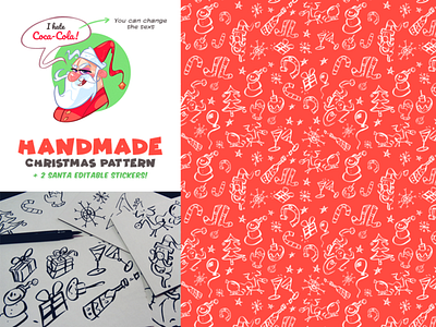 Handmade Christmas Pattern cartoon character characterdesign christmas design free freebie fun handmade illustration pattern sketchbook spovv sticker