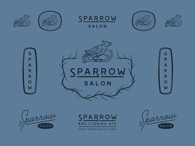 Sparrow Salon bird branding design hair identity illustration logo salon spa sparrow type typography