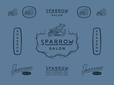 Sparrow Salon bird branding design hair identity illustration logo salon spa sparrow type typography