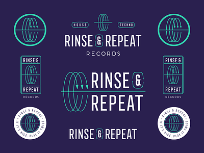 Rinse & Repeat Records branding design dj identity illustration logo music records techno type typography