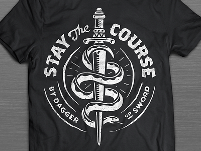 T-Shirt Design apparel badge dagger design handdrawn illustration snake sword tactical tshirt typography