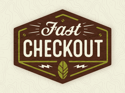 Fast Checkout Retail Sign badge leaf lightning natural organic retail signage type