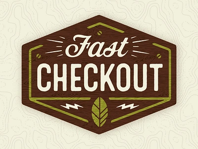 Fast Checkout Retail Sign badge leaf lightning natural organic retail signage type