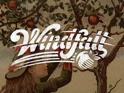 Windfall apple fruit logo script stencil type typogrpahy vapor wind windy