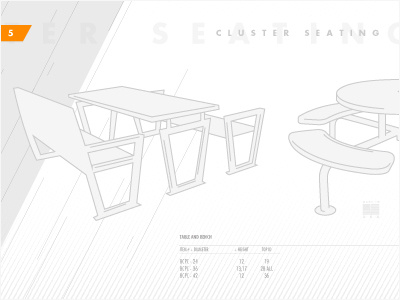 Cluster Seating catalog clean furniture illustration infographic layout page swiss technical typography