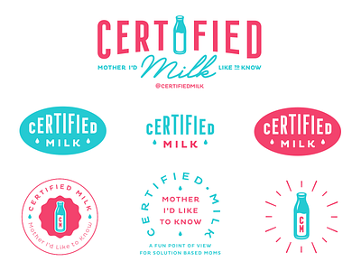 Certified Milk Logo Set branding design identity logo milk mom type typography women