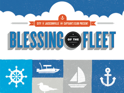 Blessing blue boat boats illustration nautical ships typography