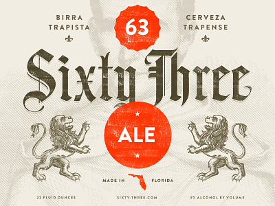 Sixty Three Ale 63 alcohol beer bottle cerveza design florida lion package packaging print promo studio wine