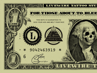 Livewire Sticker Part Deux currency illustration prelim sticker tattoo