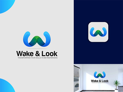 Wake & Look abstract logo brand identity creative logo design graphic design logo logo design minimal logo w initial logo w logo wake look logo