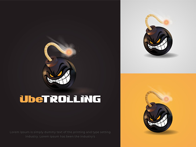 UbeTrolling abstract logo bomb logo brand identity cartoon bomb creative logo design graphic design logo logo design mascot bomb minimal logo ube trolling logo