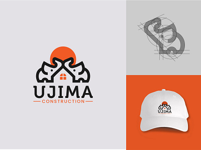 Ujima Construction abstract logo brand identity creative logo design graphic design illustration logo logo design minimal logo