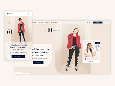 Zeekit (Fashion Tech Company) Home Page branding experience design fashion homepage landing page mobile offwhite responsive design ui ux web website