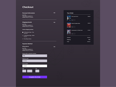 Checkout Page challenge checkout page design design challenge form shopping cart ui