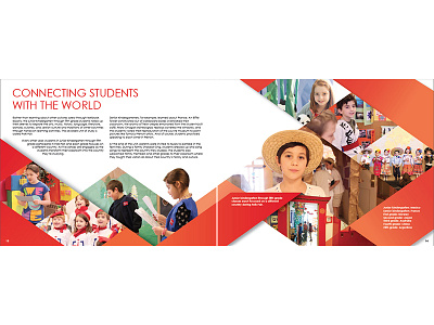 Spread from MJDS Annual Report annual book design education graphic layout photography red report