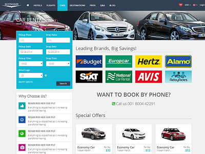 Car Rental Page booking css3 hotel html5 responsive tour travel trip