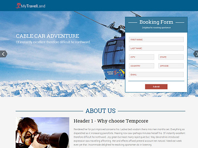 My First Landing Page booking flight labding page travel trip ui web design