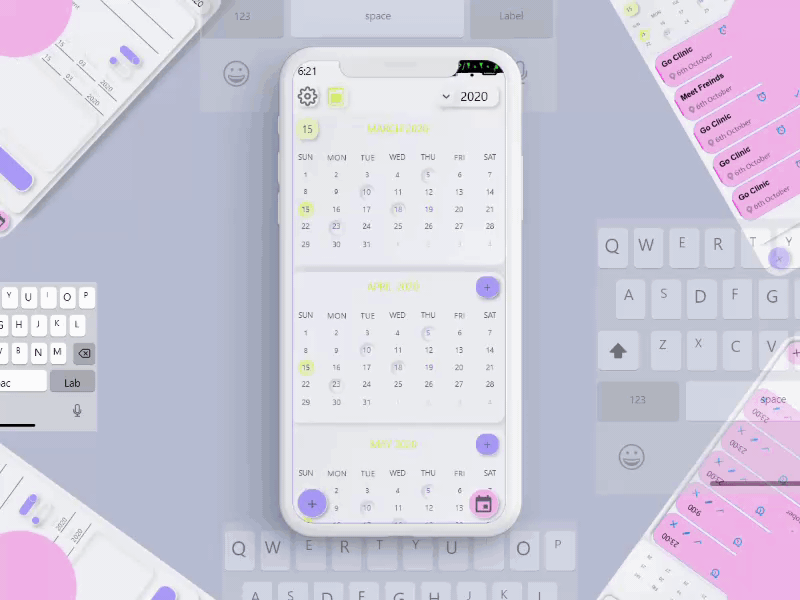 Calendar App Design Neumorphism / Skeuomorphism adobe xd animation app design interaction neumorphic neumorphism prototype skeuomorph skeuomorphic skeuomorphism ui design uidesign uiux user experience user interface design userinterface ux