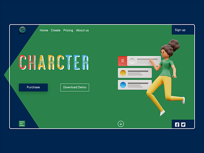 Character Website Design (3D Typography and 3D illustration)