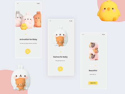 Onboarding App Design (3D illustrations)