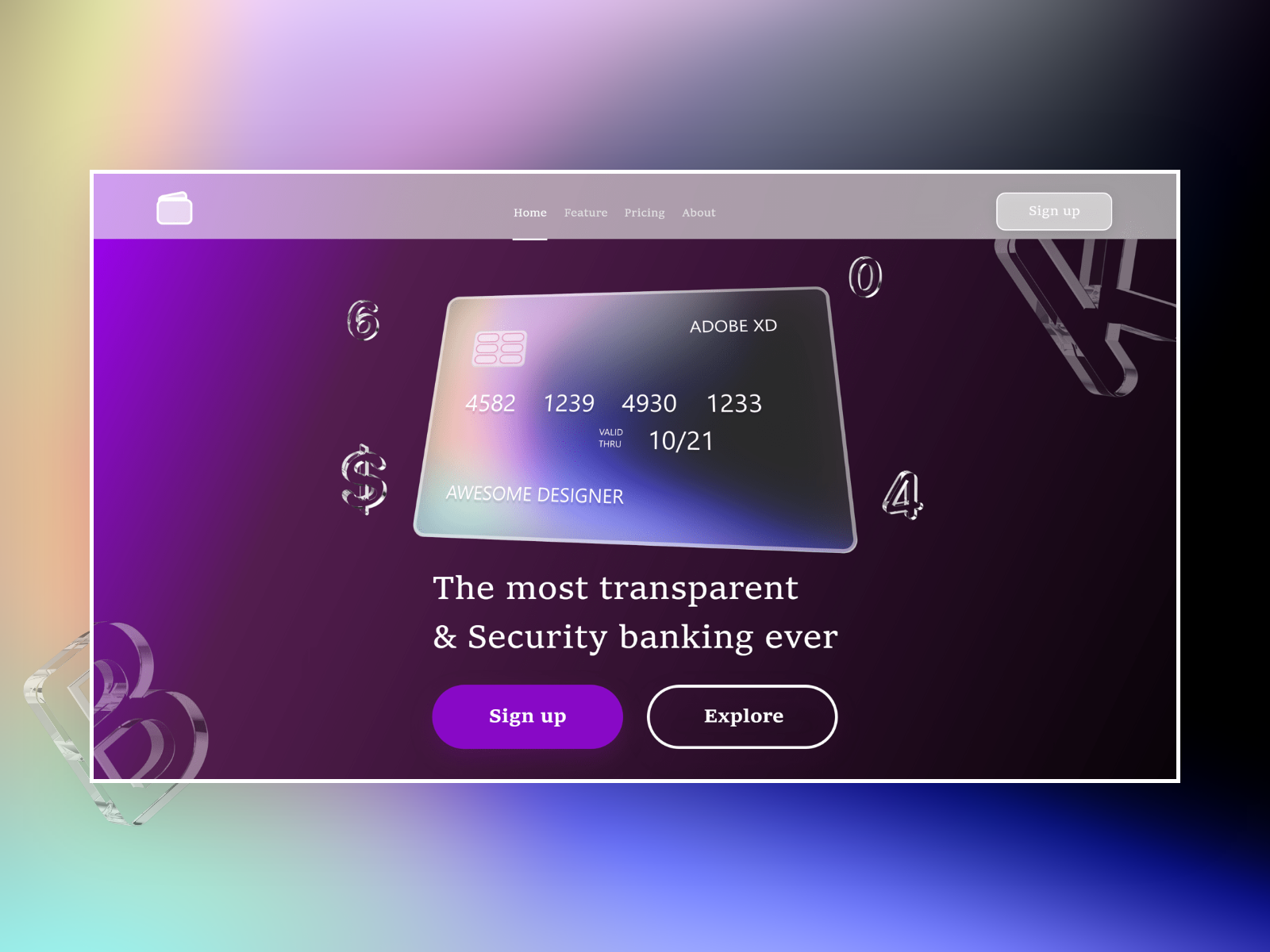 Credit Card site Design(Glassmorphism) by Karim Saif on Dribbble