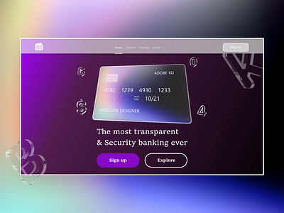 Credit Card Website Design(Glassmorphism) adobexd animation app design creditcard galssmorphism glass graphic design interaction interaction design interface prototype ui uidesign uiux user experience user interface design userinterface ux design uxdesign website design