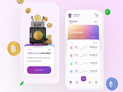 Cryptocurrency Wallet App (Free) 3d animation app design branding cryptocurrency wallet app design free free download graphic design illustration logo motion graphics ui ui design uidesign uiux user experience user interface design userinterface wallet app