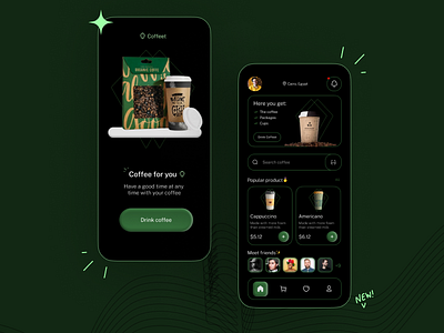 Coffee App Design (Dark mode)