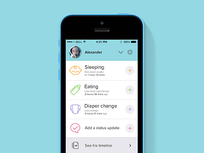 Baby Pamper - tracker iOS app app baby blue diaper ios pamper tracker ui
