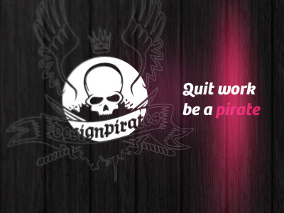 Quit work be a Pirate logo magenta pirate quit skull swords