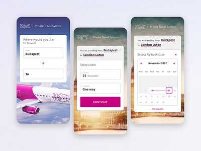 WIZZ Private Travel System - Mobile airplane design flight flight booking mobile ui wizzair