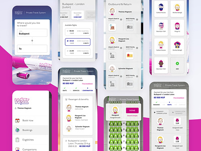WIZZ Private Travel System - Mobile airplane booking booking flow design flight mobile ui wizz wizzair