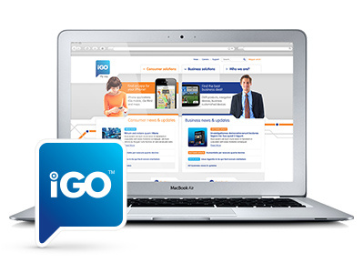 iGO website design blue igo navigation software website