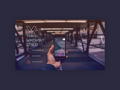 Lading page airport app dark ui ux web