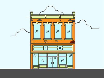 Atelier Design & Print + Craft Coffee Parlor building city flat illustration simple